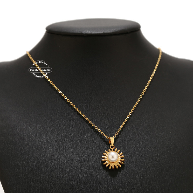 5 komada zlatnih privjesaka za sunce od nehrđajućeg čelika s imitacijom bisera 15,5 mm suncokreta za rukotvorine za izradu nakita