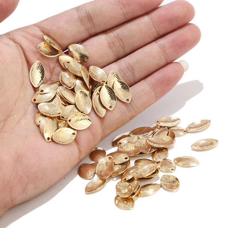 50 komada veleprodajnih zlatnih zakrivljenih ovalnih markiznih privjesaka od nehrđajućeg čelika za izradu nakita