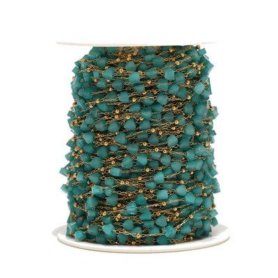 1M dragi kamen od nehrđajućeg čelika, zeleni aventurin, lanac s perlama u obliku srca, zlatni satelitski lanac od prirodnog kamena za DIY izradu ženskih ogrlica