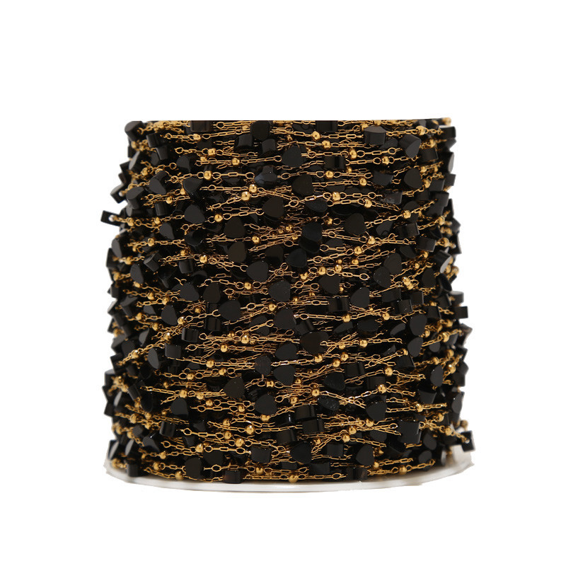 1M dragi kamen od nehrđajućeg čelika, zeleni aventurin, lanac s perlama u obliku srca, zlatni satelitski lanac od prirodnog kamena za DIY izradu ženskih ogrlica