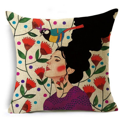 Serija Painted Girls Šareni uzorak Jastučnica Jastučnica Lanena Sofa i kućni ukrasni kvadrat 40cm/45cm i 50cm