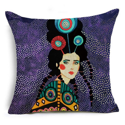 Serija Painted Girls Šareni uzorak Jastučnica Jastučnica Lanena Sofa i kućni ukrasni kvadrat 40cm/45cm i 50cm