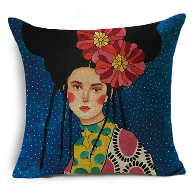 Serija Painted Girls Šareni uzorak Jastučnica Jastučnica Lanena Sofa i kućni ukrasni kvadrat 40cm/45cm i 50cm
