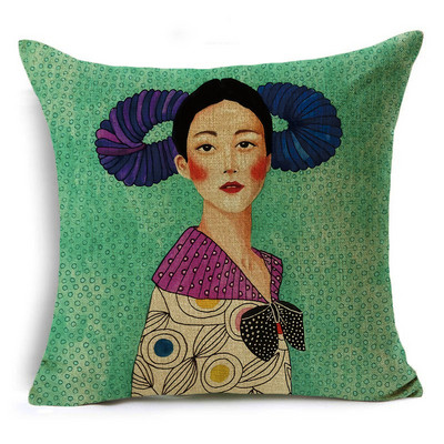 Serija Painted Girls Šareni uzorak Jastučnica Jastučnica Lanena Sofa i kućni ukrasni kvadrat 40cm/45cm i 50cm