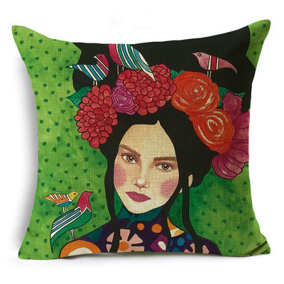 Serija Painted Girls Šareni uzorak Jastučnica Jastučnica Lanena Sofa i kućni ukrasni kvadrat 40cm/45cm i 50cm