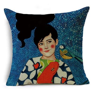 Serija Painted Girls Šareni uzorak Jastučnica Jastučnica Lanena Sofa i kućni ukrasni kvadrat 40cm/45cm i 50cm