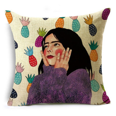 Serija Painted Girls Šareni uzorak Jastučnica Jastučnica Lanena Sofa i kućni ukrasni kvadrat 40cm/45cm i 50cm