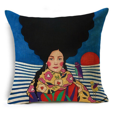Serija Painted Girls Šareni uzorak Jastučnica Jastučnica Lanena Sofa i kućni ukrasni kvadrat 40cm/45cm i 50cm