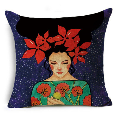 Serija Painted Girls Šareni uzorak Jastučnica Jastučnica Lanena Sofa i kućni ukrasni kvadrat 40cm/45cm i 50cm