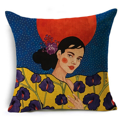 Serija Painted Girls Šareni uzorak Jastučnica Jastučnica Lanena Sofa i kućni ukrasni kvadrat 40cm/45cm i 50cm