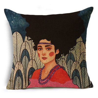 Serija Painted Girls Šareni uzorak Jastučnica Jastučnica Lanena Sofa i kućni ukrasni kvadrat 40cm/45cm i 50cm