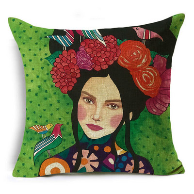 Serija Painted Girls Šareni uzorak Jastučnica Jastučnica Lanena Sofa i kućni ukrasni kvadrat 40cm/45cm i 50cm