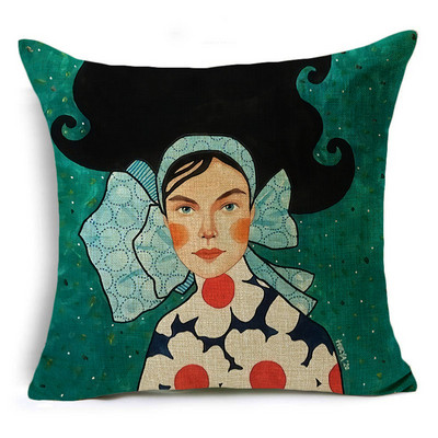 Serija Painted Girls Šareni uzorak Jastučnica Jastučnica Lanena Sofa i kućni ukrasni kvadrat 40cm/45cm i 50cm