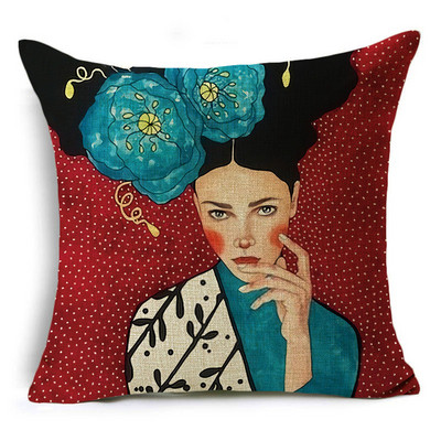 Serija Painted Girls Šareni uzorak Jastučnica Jastučnica Lanena Sofa i kućni ukrasni kvadrat 40cm/45cm i 50cm