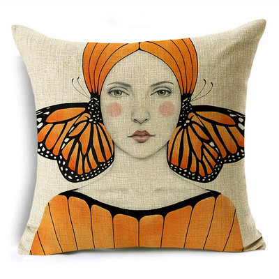 Serija Painted Girls Šareni uzorak Jastučnica Jastučnica Lanena Sofa i kućni ukrasni kvadrat 40cm/45cm i 50cm