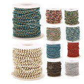 1 metar ručno rađenih višebojnih emajliranih satelitskih lančića od nehrđajućeg čelika, crne tirkizne perle, lančići s perlama za izradu ogrlica „uradi sam“