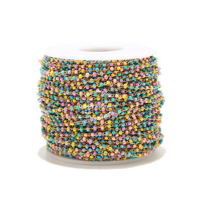 1 metar ručno rađenih višebojnih emajliranih satelitskih lančića od nehrđajućeg čelika, crne tirkizne perle, lančići s perlama za izradu ogrlica „uradi sam“