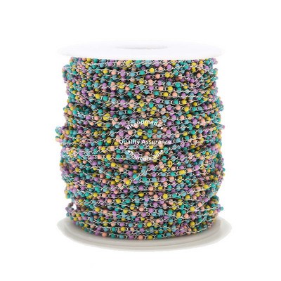 1 metar ručno rađenih višebojnih emajliranih satelitskih lančića od nehrđajućeg čelika, crne tirkizne perle, lančići s perlama za izradu ogrlica „uradi sam“