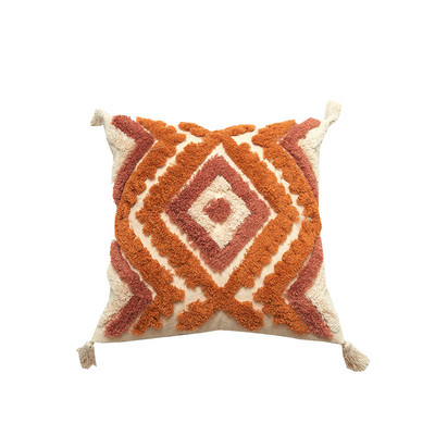 Barna bézs bojtos párnahuzat Morocco geometrikus párnahuzat plüss dekoratív 45x45cm/30x50cm párnahuzat kanapéágy lakberendezés