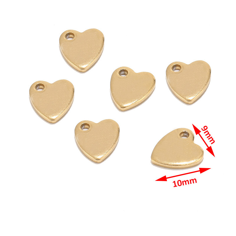 Nehrđajući čelik u obliku srca Prazne oznake za utiskivanje Zlatne plosnate perle Srca Privjesci Privjesci Nalazi za nakit Oznaka s priborom