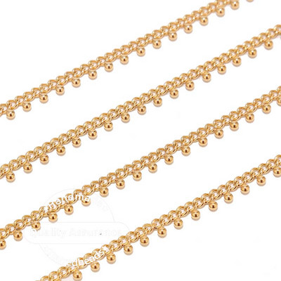 Zlatni lančići od nehrđajućeg čelika od 1 metra s kugličnim diskom Ručno izrađeni lančići od perli za DIY pribor za ogrlice s nakitom