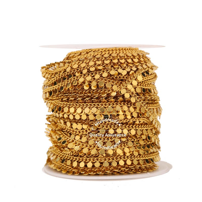 Zlatni lančići od nehrđajućeg čelika od 1 metra s kugličnim diskom Ručno izrađeni lančići od perli za DIY pribor za ogrlice s nakitom