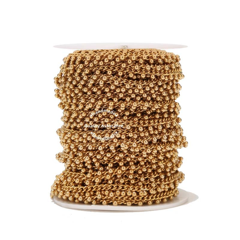 Zlatni lančići od nehrđajućeg čelika od 1 metra s kugličnim diskom Ručno izrađeni lančići od perli za DIY pribor za ogrlice s nakitom