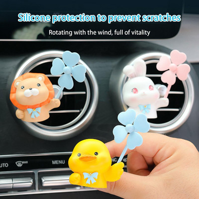 Automašīnas gaisa atsvaidzinātājs Attīrītājs Cute Duck Bear Pig Attēls 2 Outlet Outlet Fragrant Windmill Smaržas Free Fragrance Rotating Diff C1H9