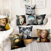 Absztrakt művészi figurák poszter nyomtatott párnahuzat vintage angliai stílusú párna dekoratív párnák Almofadas Decorativas Para