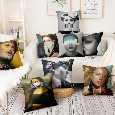 Abstract Artistic Figures Εκτυπωμένη αφίσα Μαξιλαροθήκη Vintage England Style Cushion Διακοσμητικά μαξιλάρια Almofadas Decorativas Para