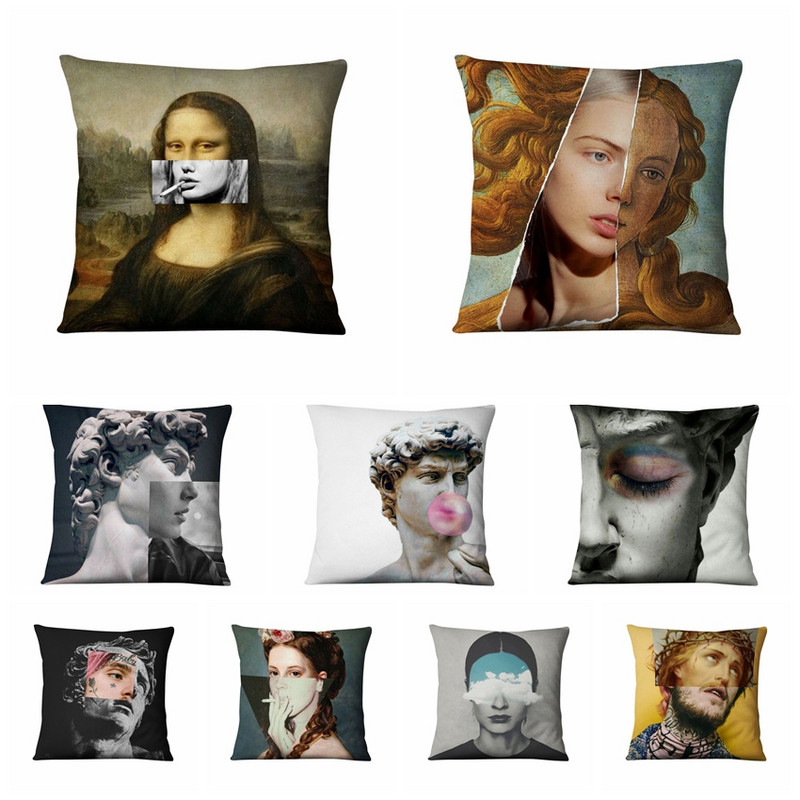 Absztrakt művészi figurák poszter nyomtatott párnahuzat vintage angliai stílusú párna dekoratív párnák Almofadas Decorativas Para