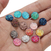 20db/tétel 12mm lapos hátú Druzy Stone Cabochon gyöngyök kézműves díszítéshez Lapos hátú gyanta Cabochon gyöngyök ékszerkészítés