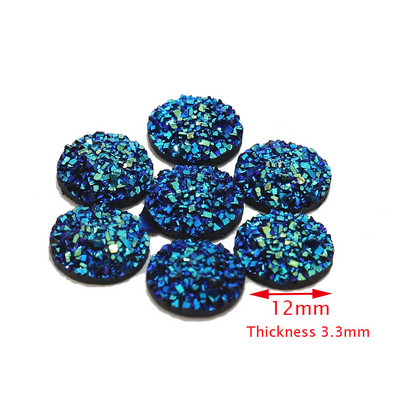 20db/tétel 12mm lapos hátú Druzy Stone Cabochon gyöngyök kézműves díszítéshez Lapos hátú gyanta Cabochon gyöngyök ékszerkészítés