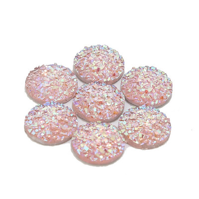 20db/tétel 12mm lapos hátú Druzy Stone Cabochon gyöngyök kézműves díszítéshez Lapos hátú gyanta Cabochon gyöngyök ékszerkészítés