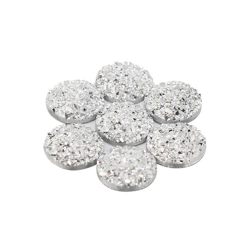 20db/tétel 12mm lapos hátú Druzy Stone Cabochon gyöngyök kézműves díszítéshez Lapos hátú gyanta Cabochon gyöngyök ékszerkészítés