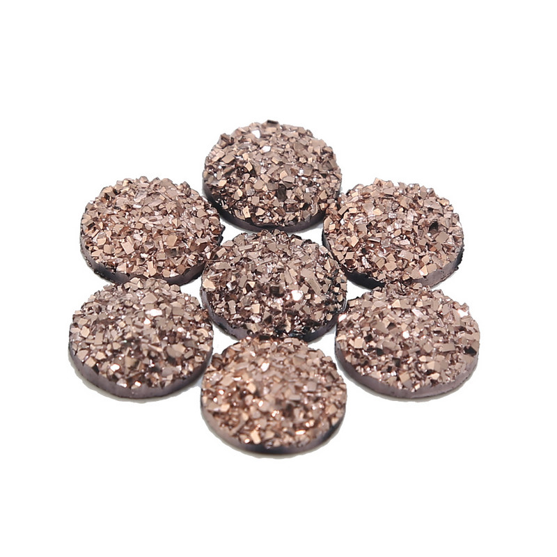 20db/tétel 12mm lapos hátú Druzy Stone Cabochon gyöngyök kézműves díszítéshez Lapos hátú gyanta Cabochon gyöngyök ékszerkészítés