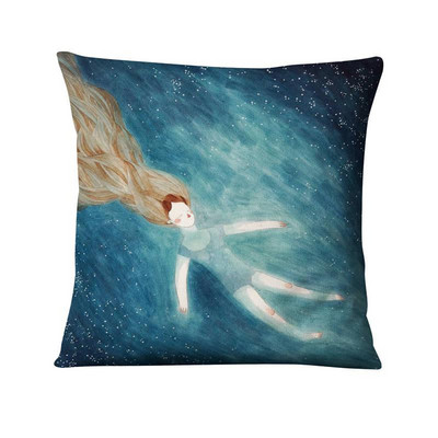 Nordijska jednostavna crtana ilustracija Jastučnica Jastuk s otisnutim sirenama Ukrasni jastuci Kućni dekor Jastuk za kauč 45*45 cm