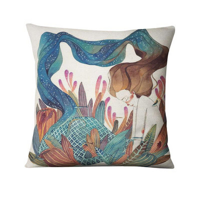 Nordijska jednostavna crtana ilustracija Jastučnica Jastuk s otisnutim sirenama Ukrasni jastuci Kućni dekor Jastuk za kauč 45*45 cm