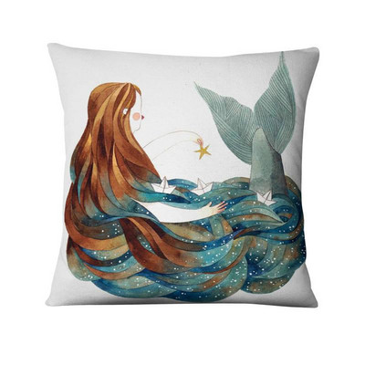 Nordijska jednostavna crtana ilustracija Jastučnica Jastuk s otisnutim sirenama Ukrasni jastuci Kućni dekor Jastuk za kauč 45*45 cm