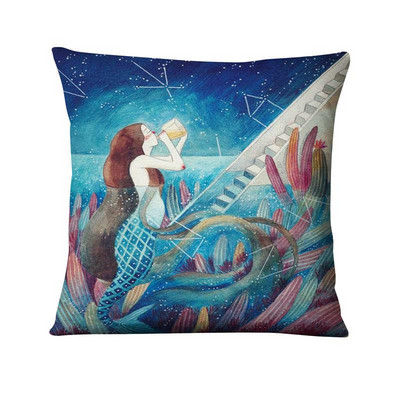 Nordijska jednostavna crtana ilustracija Jastučnica Jastuk s otisnutim sirenama Ukrasni jastuci Kućni dekor Jastuk za kauč 45*45 cm