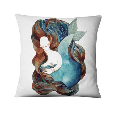 Nordijska jednostavna crtana ilustracija Jastučnica Jastuk s otisnutim sirenama Ukrasni jastuci Kućni dekor Jastuk za kauč 45*45 cm