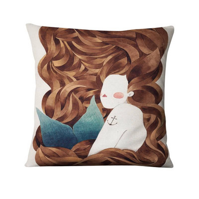 Nordijska jednostavna crtana ilustracija Jastučnica Jastuk s otisnutim sirenama Ukrasni jastuci Kućni dekor Jastuk za kauč 45*45 cm