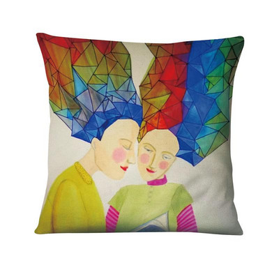 Kreativna ilustracija u vodenim bojama Jastučnica Lijepa žena u cvijeću Jastuk Ukrasni jastuk Kućni dekor Kauč Nabacivački jastuci
