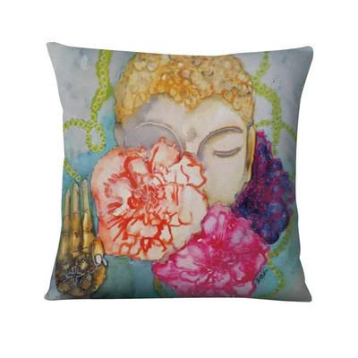 Kreativna ilustracija u vodenim bojama Jastučnica Lijepa žena u cvijeću Jastuk Ukrasni jastuk Kućni dekor Kauč Nabacivački jastuci