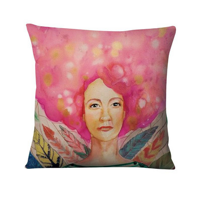 Kreativna ilustracija u vodenim bojama Jastučnica Lijepa žena u cvijeću Jastuk Ukrasni jastuk Kućni dekor Kauč Nabacivački jastuci