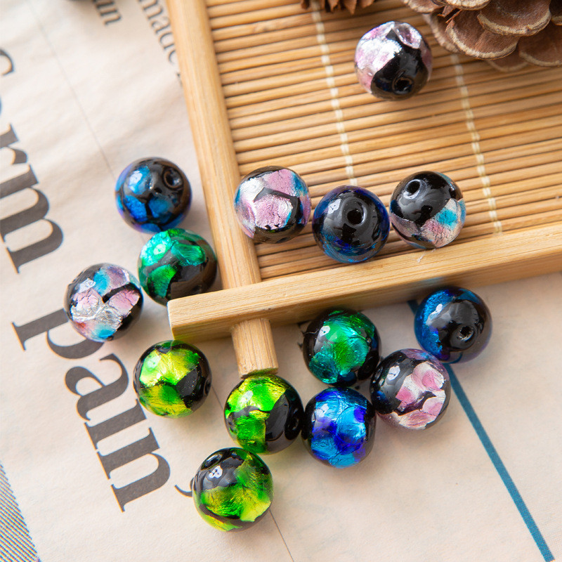 5 komada okruglog oblika 8 mm 10 mm 12 mm šarene folije ručno rađene Lampwork staklene labave perle za izradu nakita DIY rukotvorine