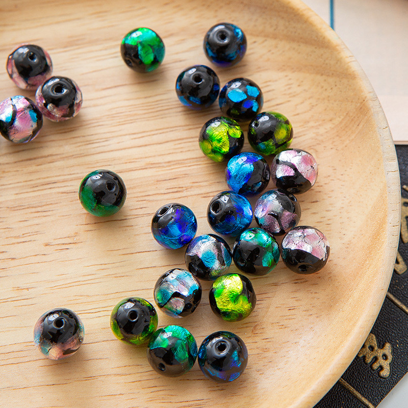 5 komada okruglog oblika 8 mm 10 mm 12 mm šarene folije ručno rađene Lampwork staklene labave perle za izradu nakita DIY rukotvorine