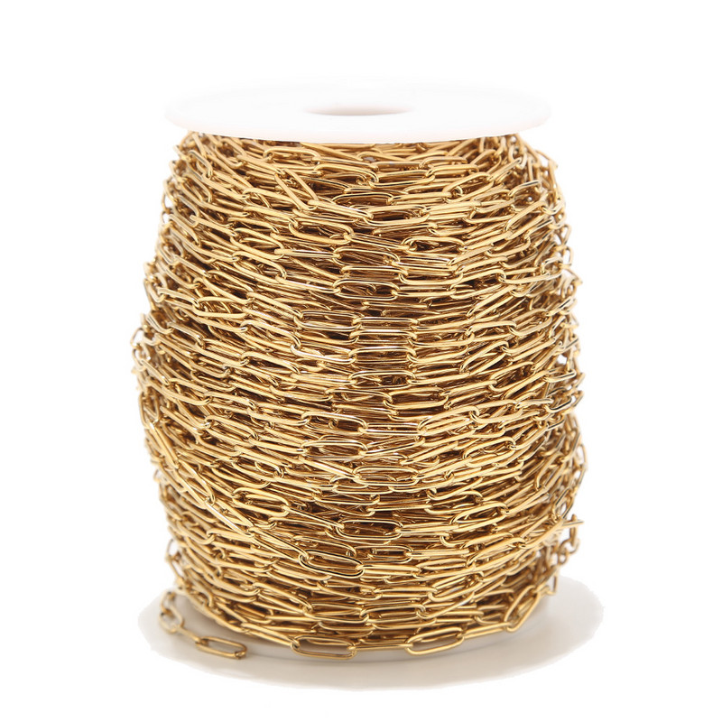 1 metar lančića od nehrđajućeg čelika 14K pozlaćen spajalicama Ravni ovalni lanac za kablove za DIY ogrlicu Narukvice Izrada nalaza