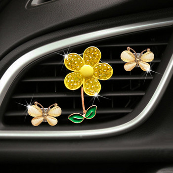 1/3 БР. Crystal Flower Освежител за въздух за кола Lovely Little Butterfly Ladies\' Car Parfume Decoration Clip Освежител на въздуха Автомобилен аромат