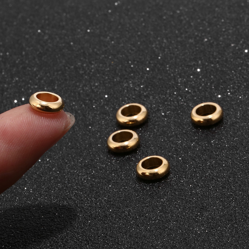 80 komada ravnih okruglih zlatnih perli od nehrđajućeg čelika s velikim rupama Nalazi za izradu nakita „uradi sam“